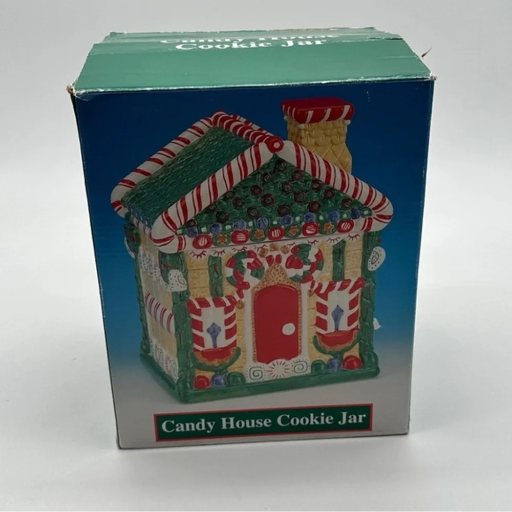 Christmas Gingerbread House Cookie Jar Ceramic In‎ Original Box Xmas Baking